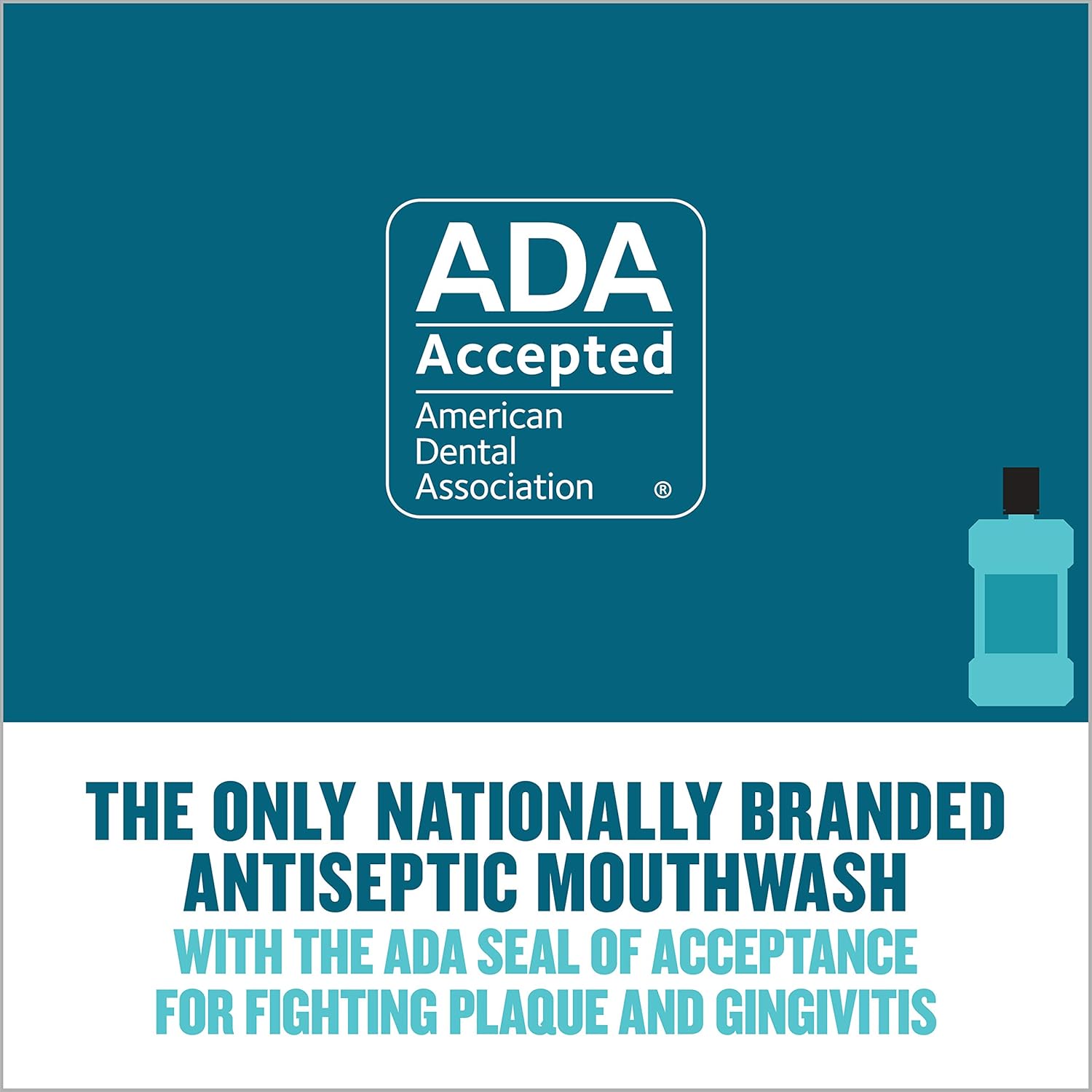 Listerine Cool Mint Antiseptic Oral Care Mouthwash to Kill 99% of Germs that Cause Bad Breath, Plaque and Gingivitis, ADA-Accepted Mouthwash, Cool Mint Flavor, 250 mL : Beauty