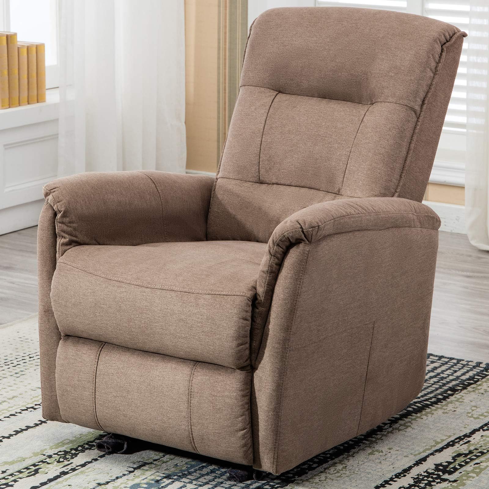 ANJ Rocker Recliner Chair, Single Modern Sofa Home Theater Seating, Manual Reclining Chair for Living Room, Smoke Grey