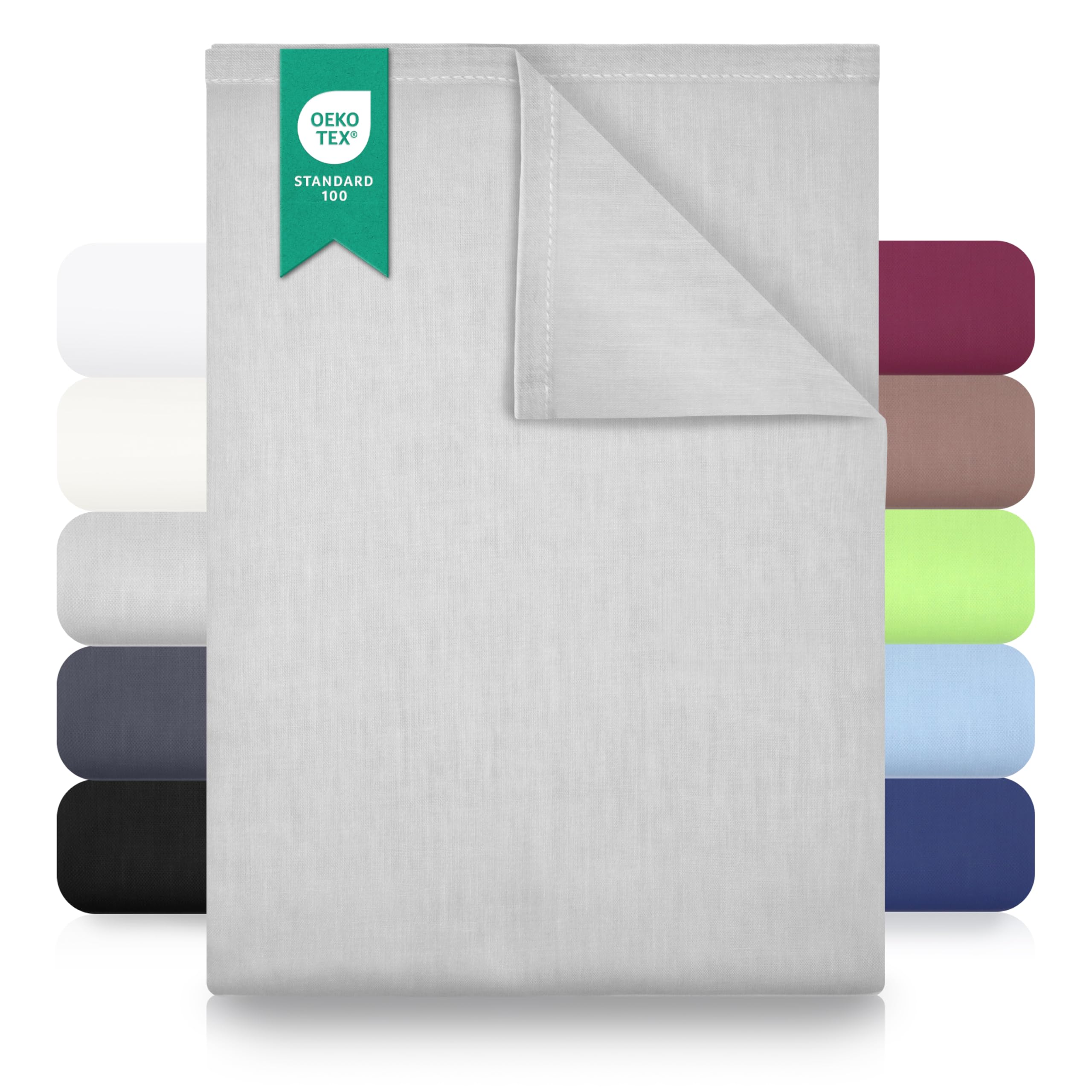 GREEN MARK Textilien Classic Flat Sheet Cotton - 100% Cotton Flat Sheet, No Elastic, Soft, Breathable, Easy Care – Silver Grey – 240 x 275 cm — image 1