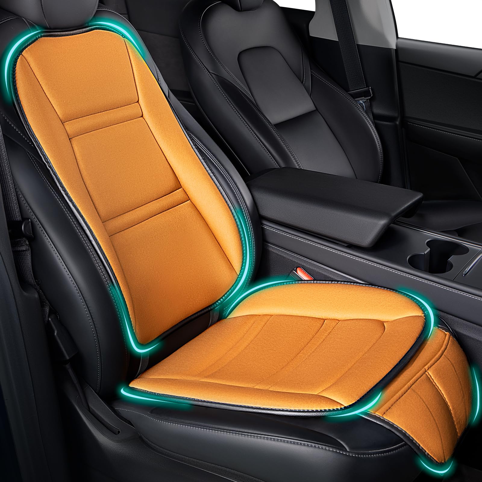 Photo 1 of SKYJDM Car Seat Cushion with Back Support Set, Memory Foam Car Cushion with Lumbar Support Pillow, Non Slip Seat Cushion Ergonomic 1.2" Thick Comfort Car Pad for Car/Office, Brown