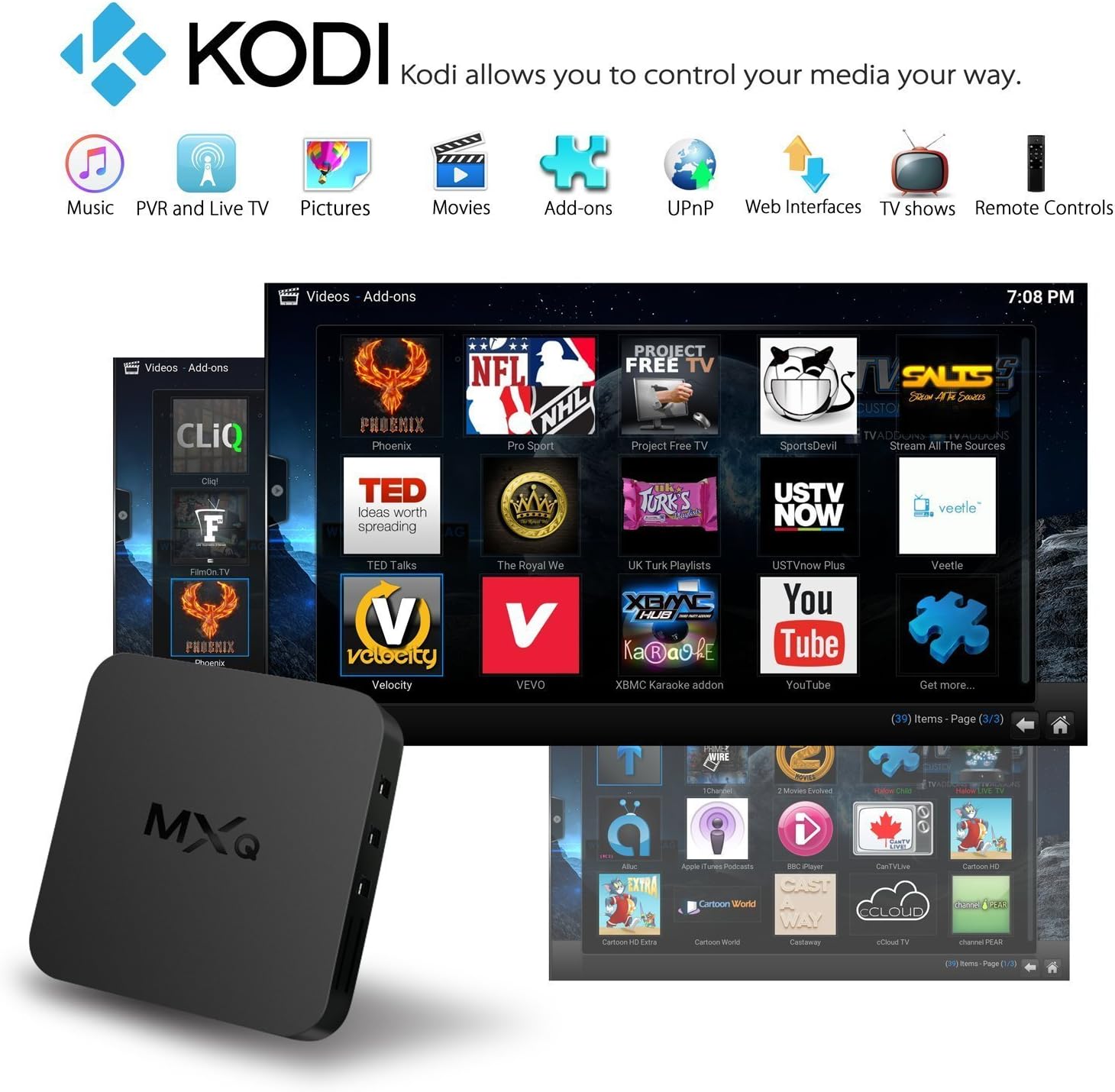 Bqeel Mxq Smart Tv Box Pro Media Player Xbmc Android 4 4 Quad Core 1g 8g Rom Wifi Xbmc For Files France Tv Pluzz Sfr Tv Youtube Netflix Facebook Chrome And Many Programme Tv Amazon De