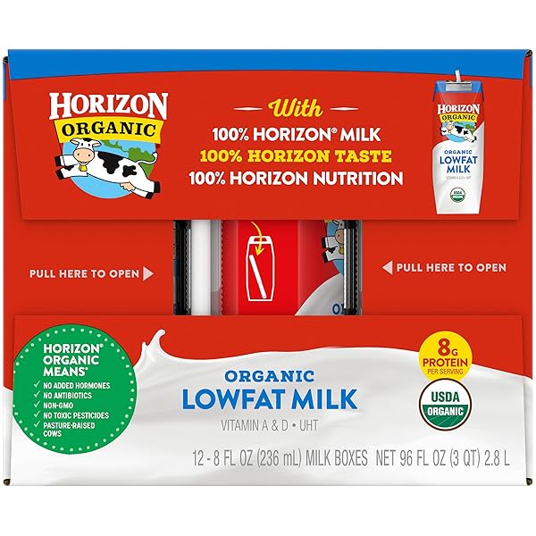 HORIZON ORGANIC SHELF STABLE 1% LOWFAT MILK BOXES, PACK OF 12 – 8G PROTEIN PER SERVING
