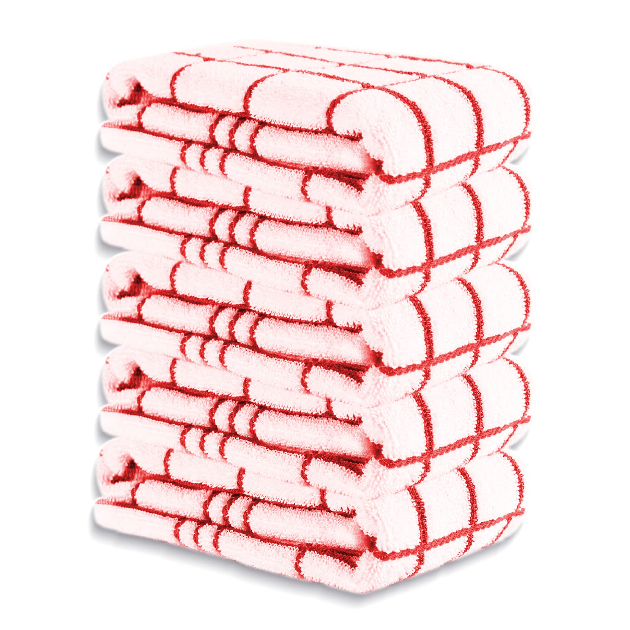 A & B TRADERS Tea Towels for Kitchen Classic Fancy Check Design 100% Cotton Large Size 45 x 70 cm Hand Towel Pack of 5 Soft Ring-spun Yarn Super Absorbent (Red)