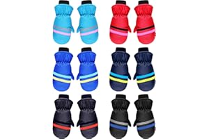 SATINIOR 6 Pairs Kids Winter Snow Mittens Gloves Waterproof Toddler Children Warm Baby Ski Gloves for Cold Weather