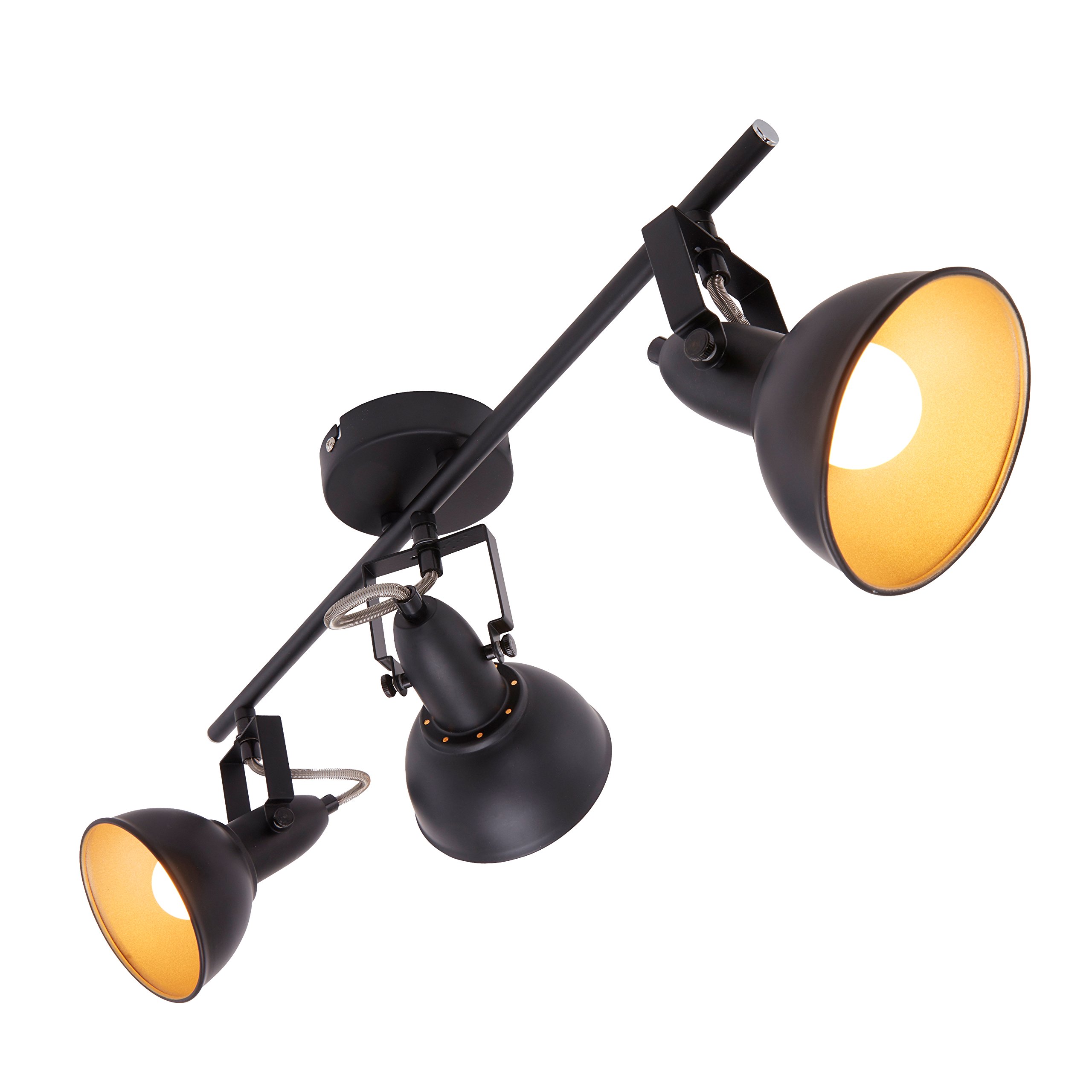 Briloner Leuchten Modern wall light, retro/vintage design, 3 rotatable spotlights, metall black-gold look, E14, IP20, max. 40 Watt, Length: 55.4 cm, 3 Spot