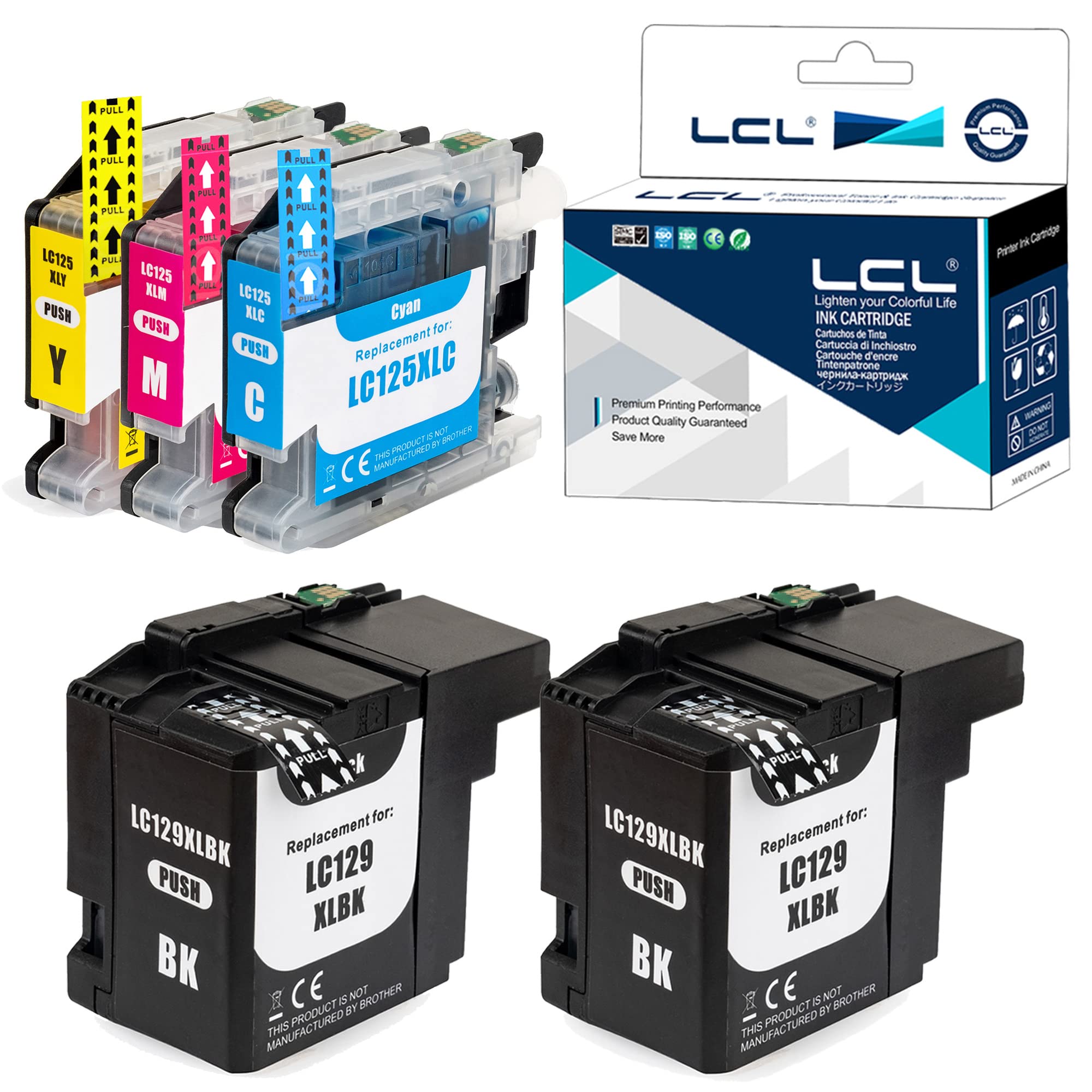 LCL LC129 LC125 Ink Cartridge Replacement for Brother LC129 LC129XL LC125XL LC129XLBK LC125XLC LC125XLM LC125XLY for J6520DW J6720DW J6920DW (5PK 2KCMY)