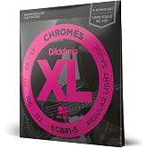 D'Addario XL Chromes Flatwound Bass Strings ECB81-5, 45-132, 5-String | XL Chromes flatwound bass strings deliver smooth feel, warm tone, reduced finger noise and exceptional durability.