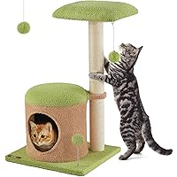FEANDREA WhimsyWonders Cat Tree House, 30-Inch Small Cat Tower for Kittens, Cute Cat Condo with 27.2-Inch Scratching Post, Pa