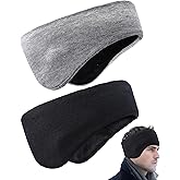JenPen 2 Pcs Double-layer Men's Ear Muffs for Winter Ear Warmers Headband Knit Fuzzy Lined for Adult Ski Running Cycling
