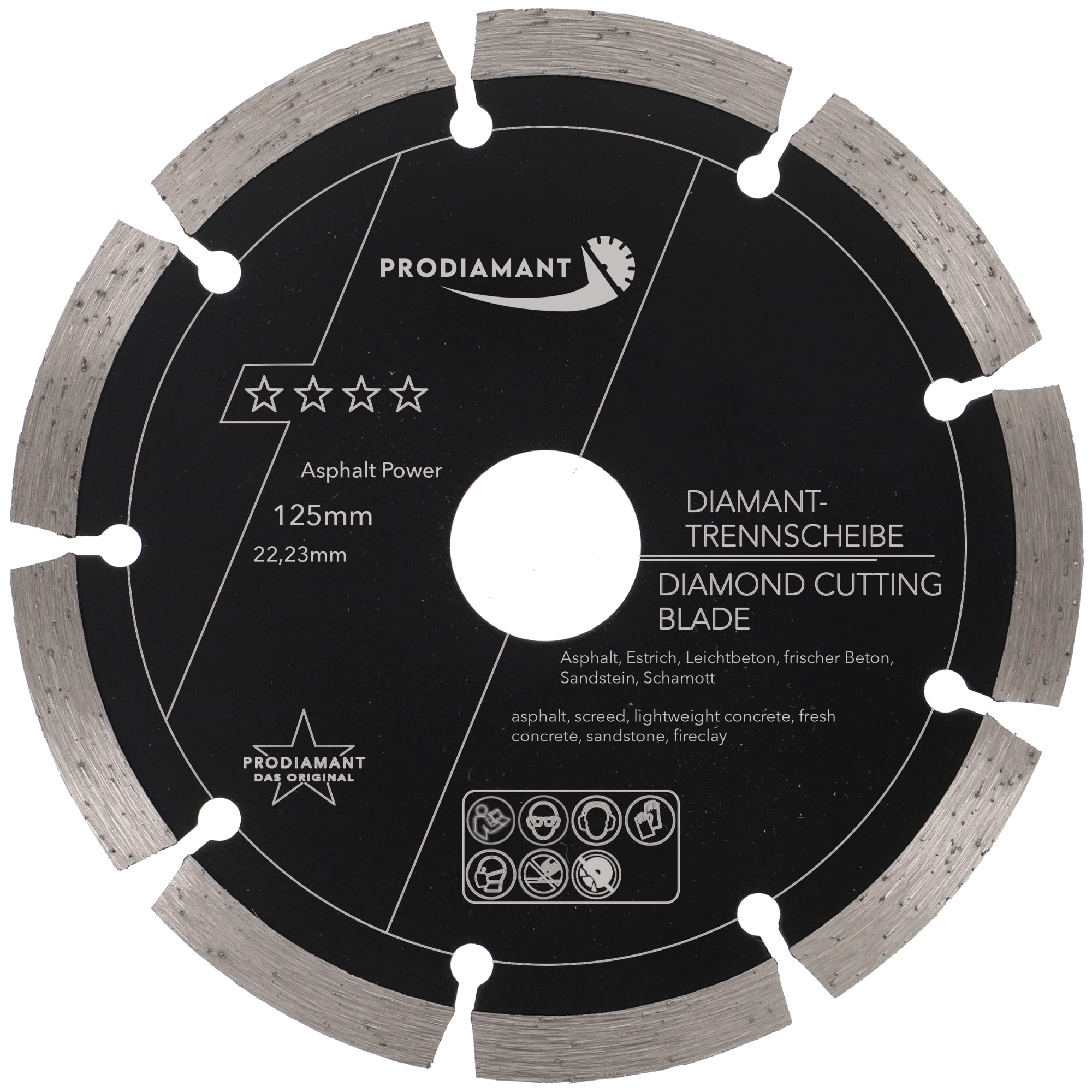 PRODIAMANT diamond cutting disc 125 mm 5 inch x 22.2 mm abrasive for asphalt, screed, lightweight concrete, fresh concrete, sandstone and fireclay — image 1