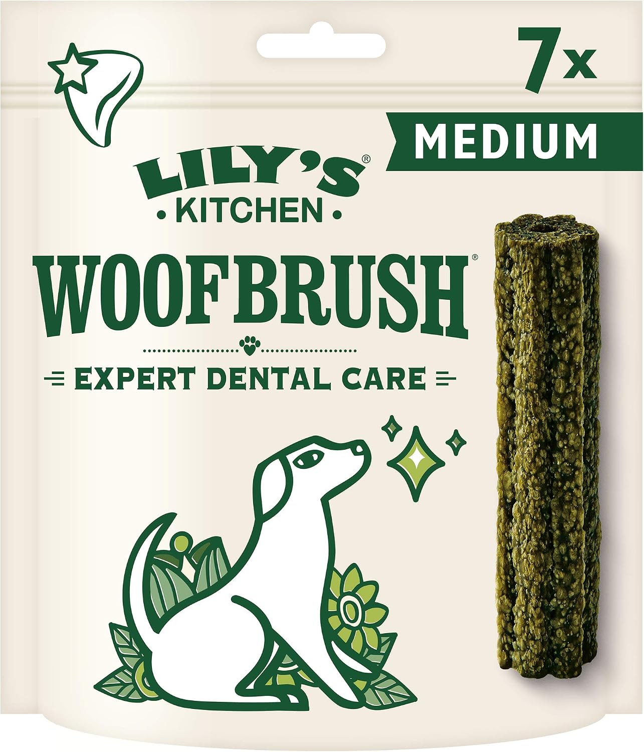 Lily's Kitchen Woofbrush Dental Chew - Natural Dental Sticks for Medium Dogs (5 Packs of 7 Chews), 140 g (Pack of 7)