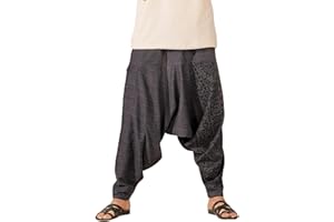 The Veshti Company Men's Boho Harem Pants - Printed Yoga Baggy Pants with Elastic Waist & Drawstring,