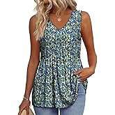 OFEEFAN Womens Tank Tops 2025 Flowy Peplum Tops for Women Dressy Sleeveless V Neck Babydoll Tank Tops