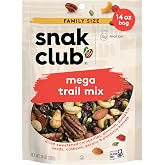 Snak Club Mega Trail Mix, Family Size, 14 Ounce | Protein-packed snack blend with crunchy textures, perfect for sharing, road trips, office snacks, and outdoor adventures.