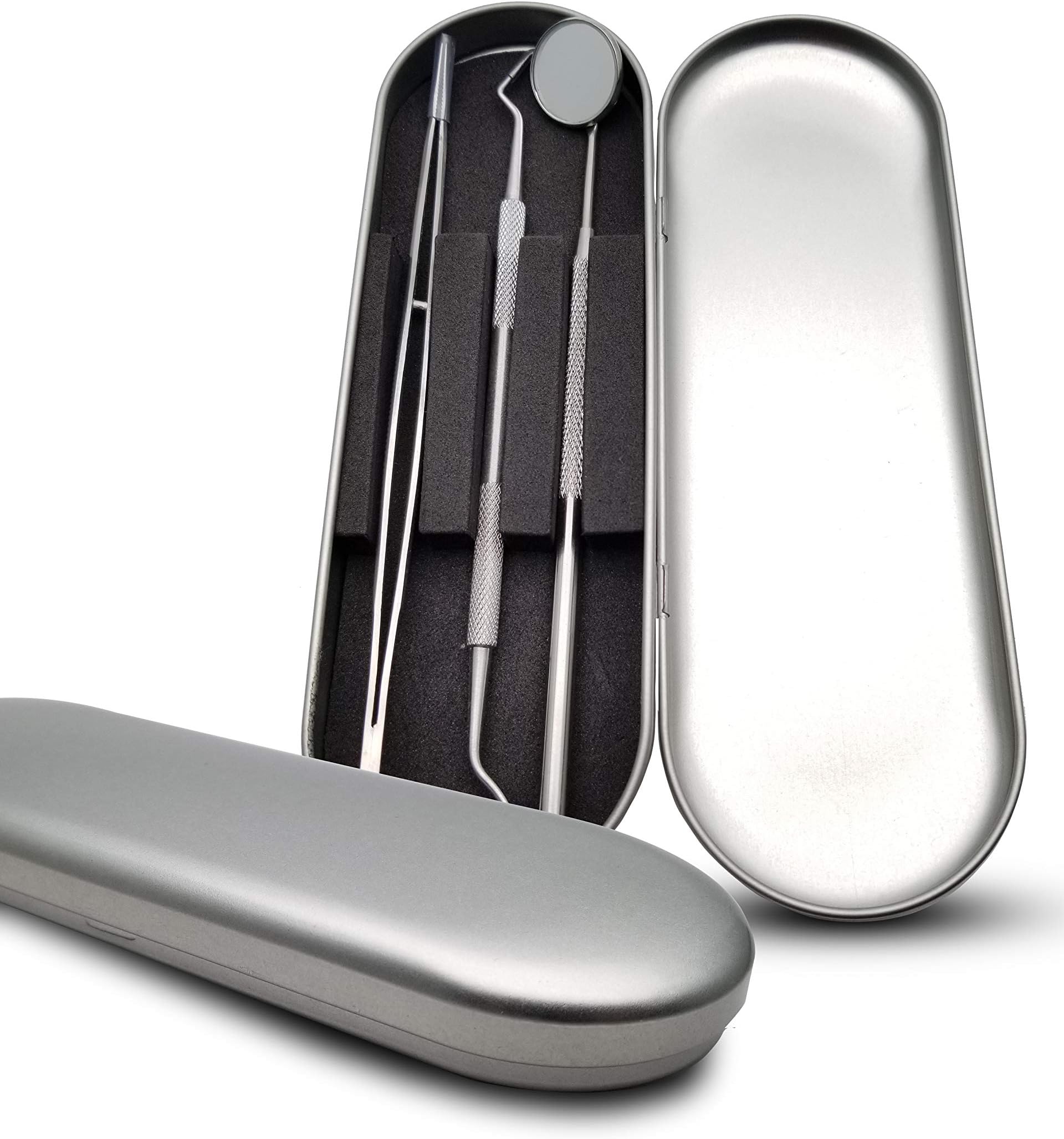 Dental Hygiene Tool Kit Dentists Tools Set - 100% Stainless Steel - Calculus stains Tartar & Plaque Remover -Ideal for Personal Home & pet oral Use friendly-3 Pack (A)