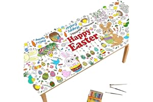 Easter Coloring Tablecloth, 31 x 72 Inch Giant Colouring Craft Poster Banner, Easter Table Decorations for Classroom Teaching