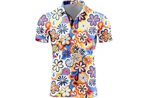 Mens 80s Golf Shirt Dry Fit Performance Short Sleeve Print Shirts Funny 90s Golf Shirts for Men