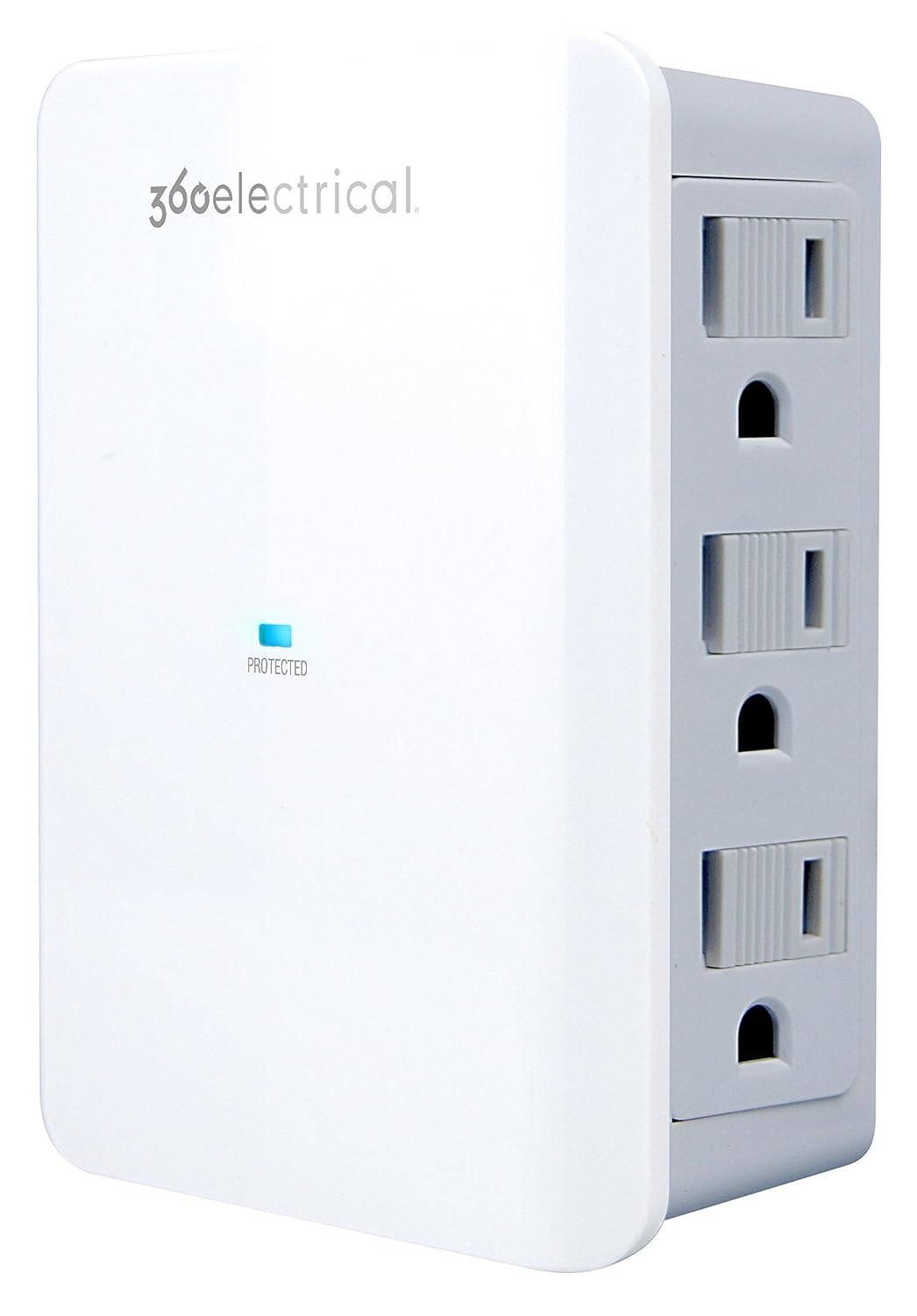 360 Electrical 360352 Sideline Protector, 6 Side Facing Outlets, 900 Joules of Surge Protection, White