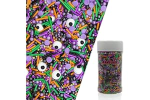 KANDLRIK Halloween Mixed Sprinkles for Decorating Edible Candy Monster Theme Halloween Sprinkles for Cake Decorations, Baking, Ice Cream, Cookies, Cupcake Topper 3OZ