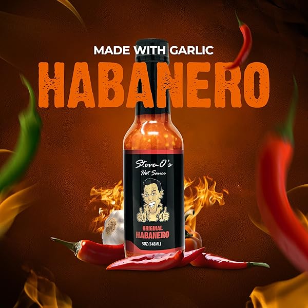 STEVE-O’S HOT SAUCE – HABANERO HOT SAUCE | GARLIC HABANERO HOT SAUCE FOR TACOS, BURGERS, NACHOS, EGGS, BBQ (148 ML)