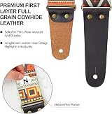 Nefelibata Nylon Guitar Strap with Cowhide Ends 5cm 38-64in Includes Picks view 2