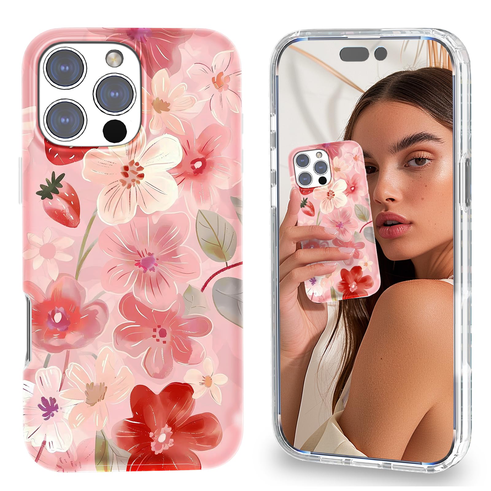 Magnetic for iPhone 15 Pro Max Case Cute for Women, [Compatible with Magsafe][Drop Protection] Slim Colorful Flowers Oil Painting Printed Girly Floral Phone Case for iPhone 15 Pro Max