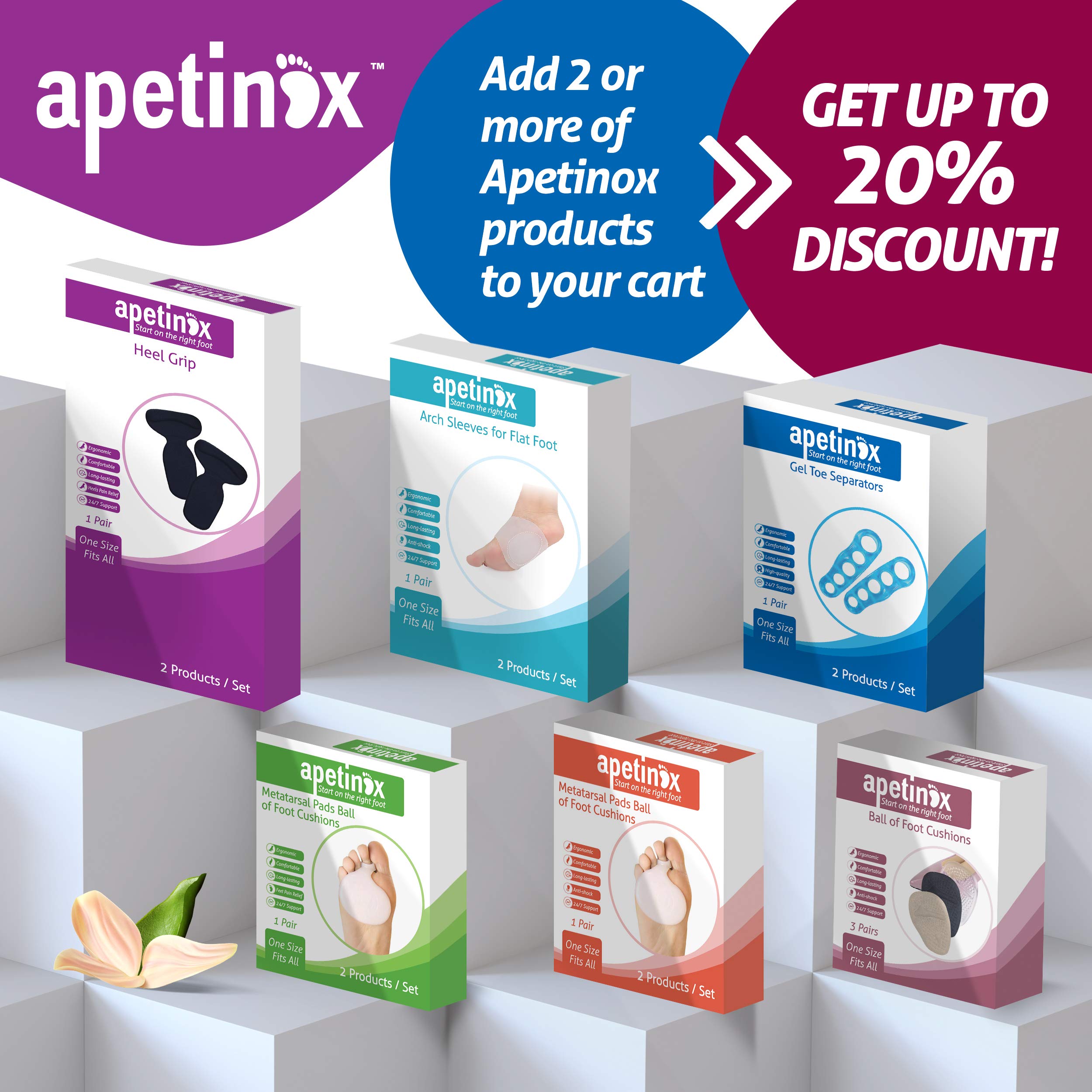 Apetinox Heel Cushion Inserts for Women - Heel Grips & Shoe Pads - Anti Slip Gel Back of Heel Liners, Blister Prevention, Pain Relief and Heel Protectors for Womens Loose Shoes and Too Big High Heels