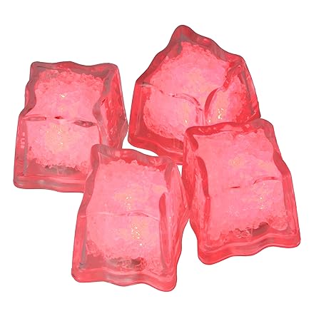 LED-Highlights Deko Eiswürfel leuchtend blinkend im 4er Set rot Party Licht Kunststoff Würfel wasserdicht mit Batterie