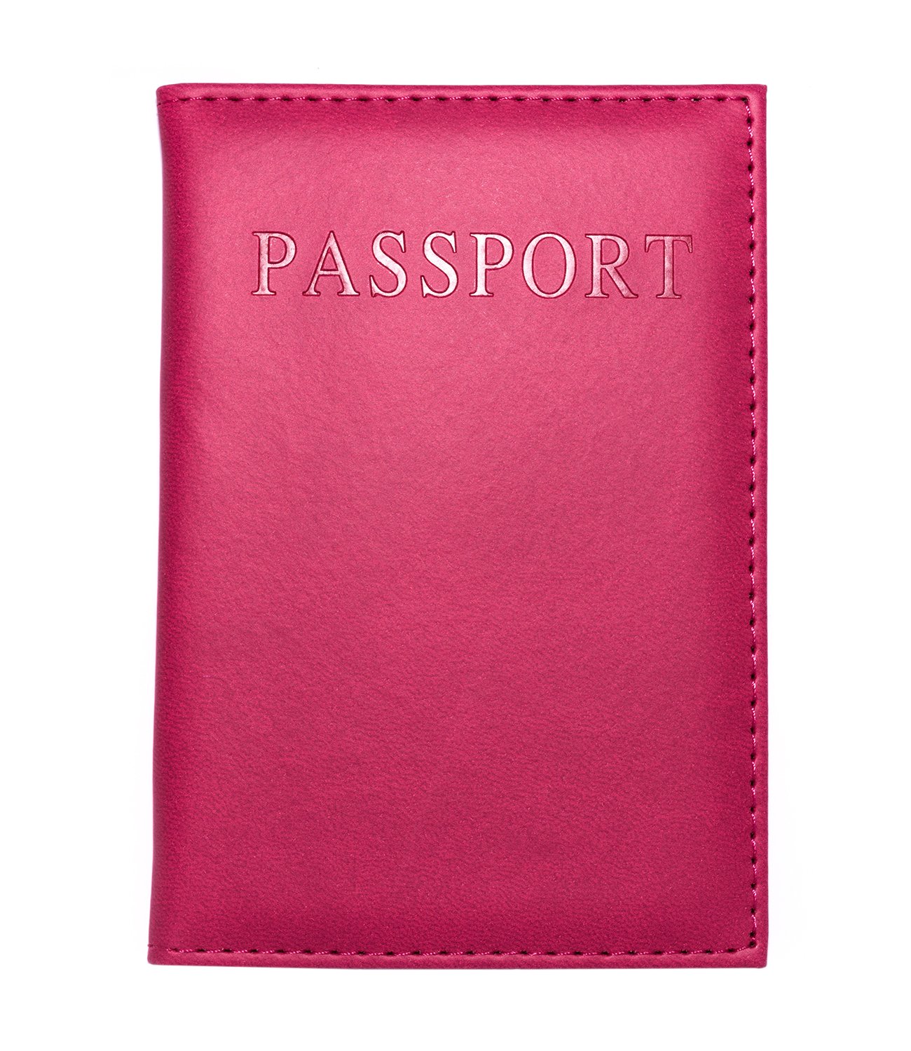 Spirtan Passport Holder Cover in Faux Leather – Slim Protective Passport Wallet with Small Inner Card Pocket, Travel Document Cover for Men and Women – Dark Pink