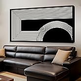 Abstract Wall Art Modern Canvas Art Wall Decor Minimalist Wall Art Geometric Line Canvas Artwork Print Paintings Black And White Wall Art Modern Picture For Bedroom Art Office Home Wall Decor 20"X 40"