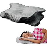 IWS I WANNA SLEEP Cervical Original Neck Plus Charcoal Premium Ergonomic Memory Foam Activated Charcoal Hypoallergenic Pillow for Neck and Back Pain Relief – Orthopedic Pillow