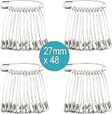 The Bead Shop 45mm Safety Pins Pack of 48 Nickel Plated Crafts Sewing view 2