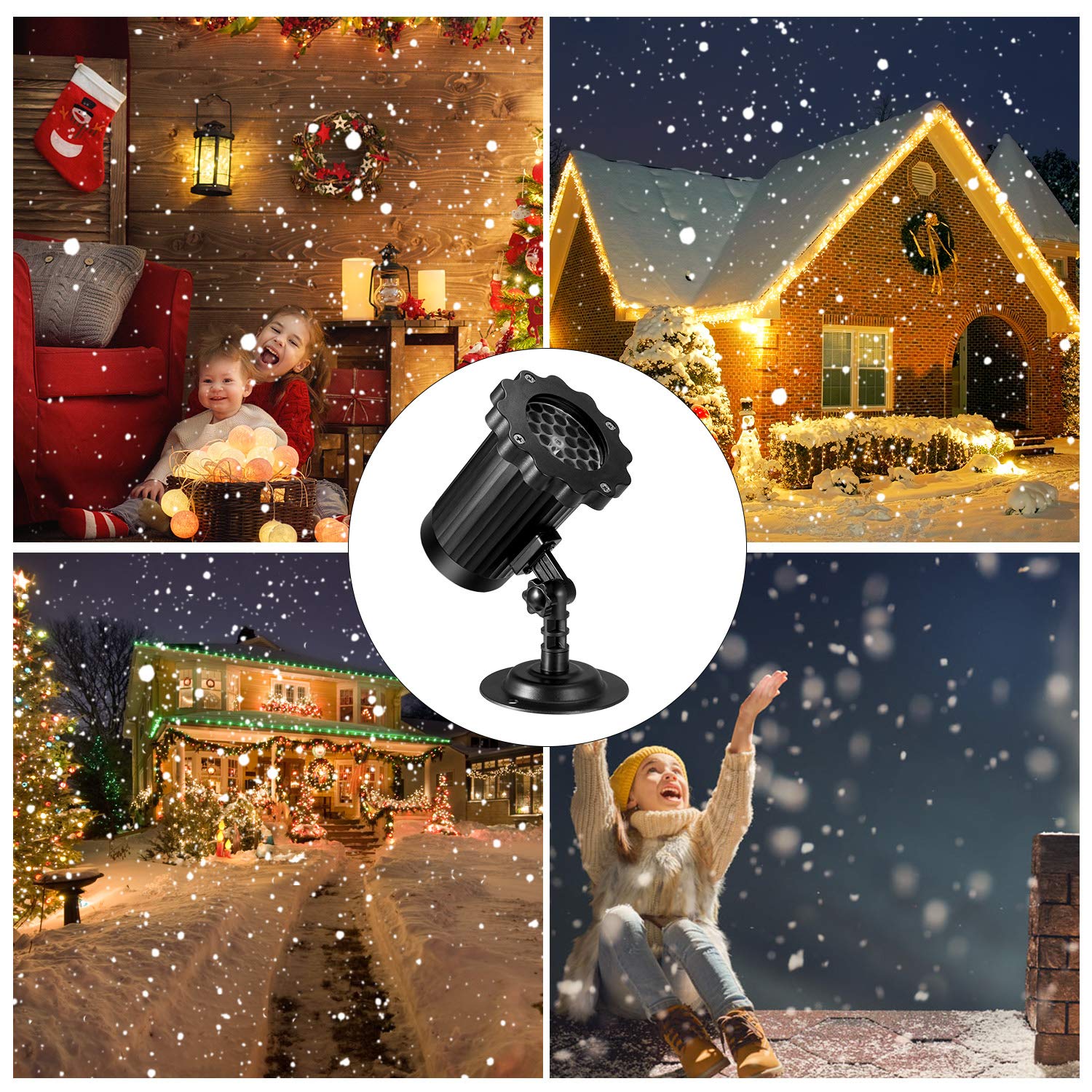 Snowfall Projector Lights, Enow Xmas Snow Falling Night Projection Lamp Waterproof Outdoor Indoor LED Snow Spotlight for Home Party Garden Halloween Holiday Landscape Decorations Remote Control