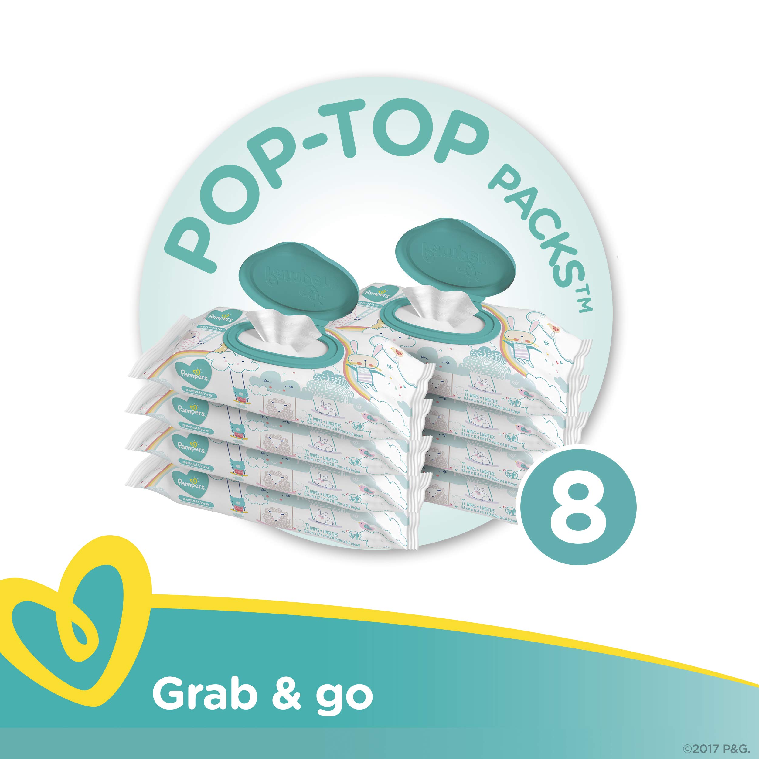 Pampers Sensitive Water-Based Baby Wipes, 12 Pop-Top and Refill Combo Packs, 864 Count