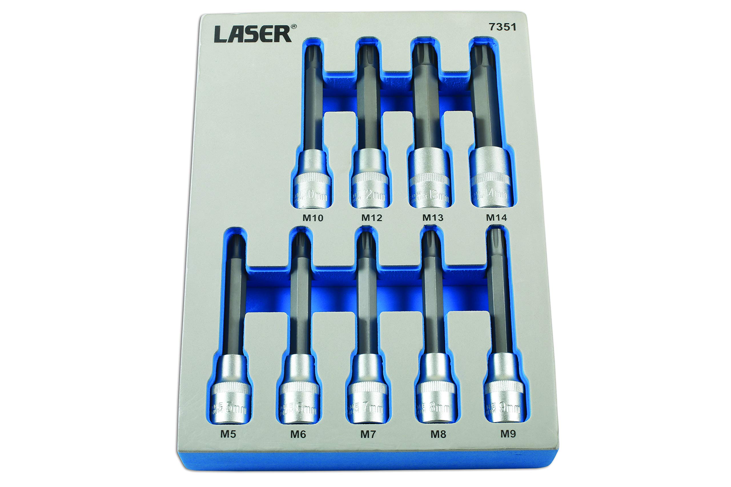 Laser 7351 Tamperproof Ribe Socket Bit Set 1/2"D 9pc