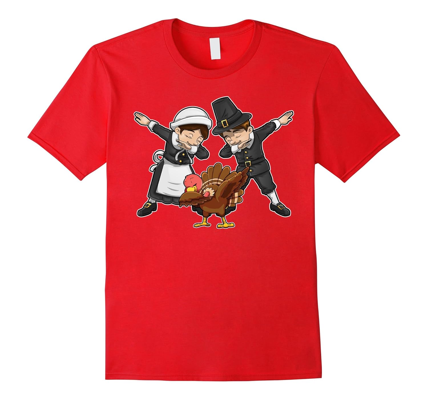 Dabbing Pilgrim Turkey T Shirt Happy Thanksgiving Dab Dance-ANZ