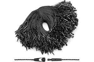 EUSOAR Tag String, 5.9" 1000Pcs Nylon Rope Snap Lock Security Pin Loop Fastener Hook Ties Fast to Attach Gift Clothing Price Hanging Tag Strings for Retail Store Boutique-Black