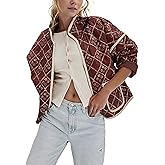 Omoone Women Cropped Quilted Jacket Floral Printed Lightweight Puffer Coat | Oversized Short Padded Coats with Pockets, Stand Collar, Contrast Trim, Open Front Outerwear, Ideal for Fall and Winter