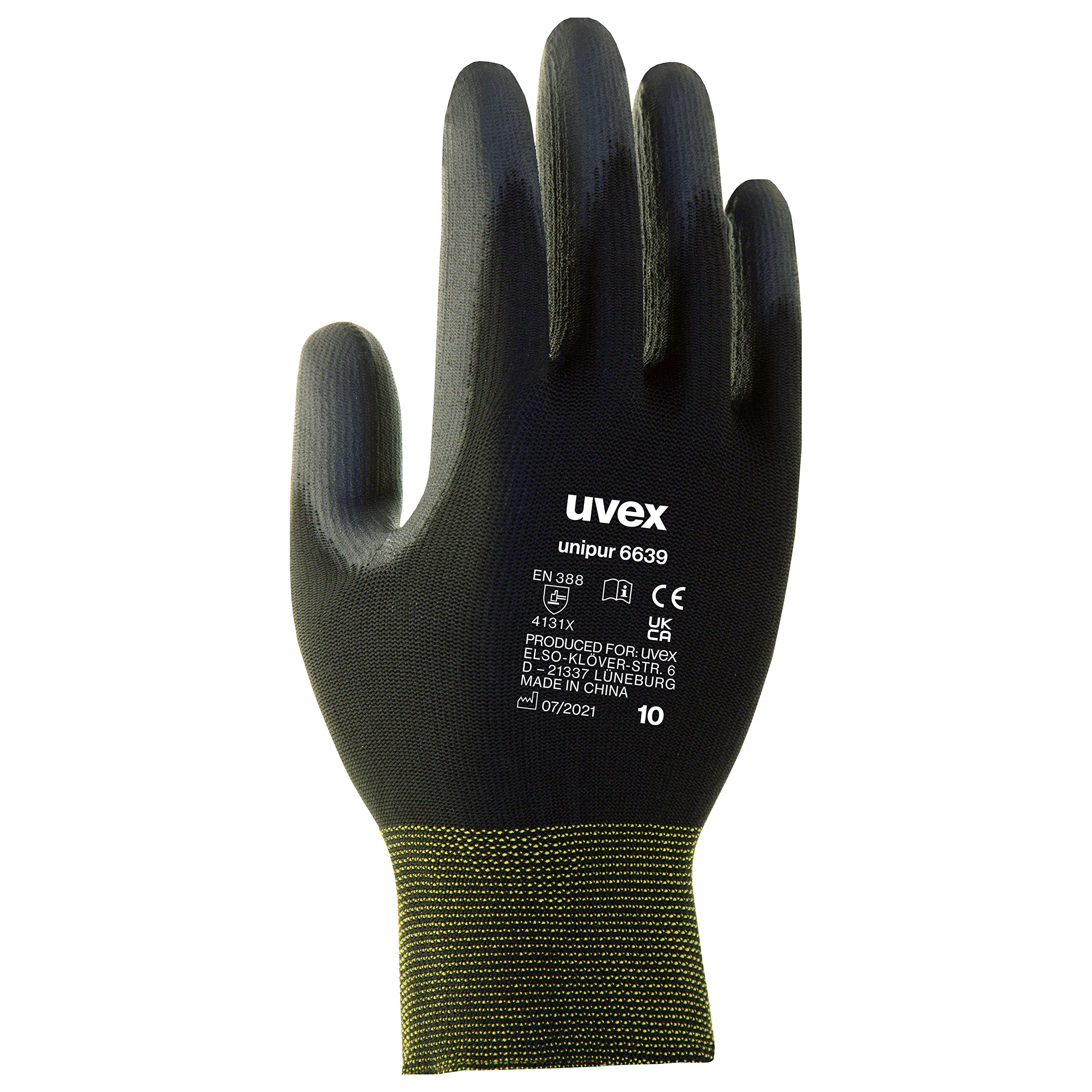 Uvex 60248 10 Unipur 6639 Safety Glove, Size: 10, Black