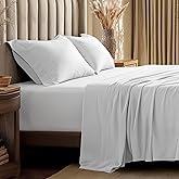 Bare Home 100% Organic Cotton Jersey Sheet Set, Ultra Soft, 100% Cotton - Sheet Set & Pillowcases - Deep Pocket Bed Sheets (Split King, White)