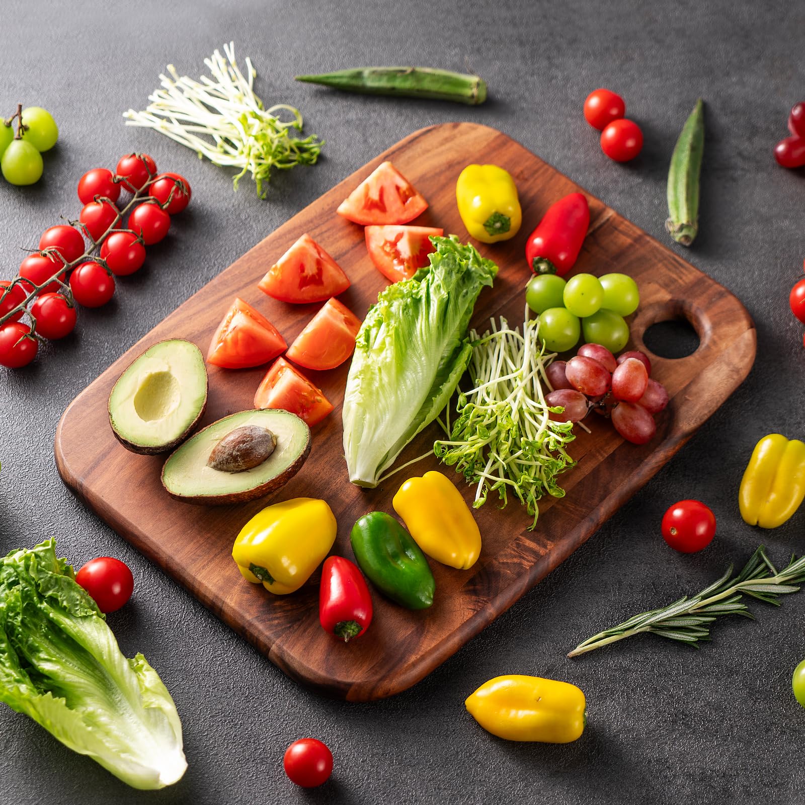 Wood Chopping Boards,James.F Acacia Wooden Heavy Duty Chopping Board for Kitchen, Wooden Cutting Boards Serving Boards with Hang Hole for Meat, Bread or Vegetables(36 x 28 x 1.8 cm)