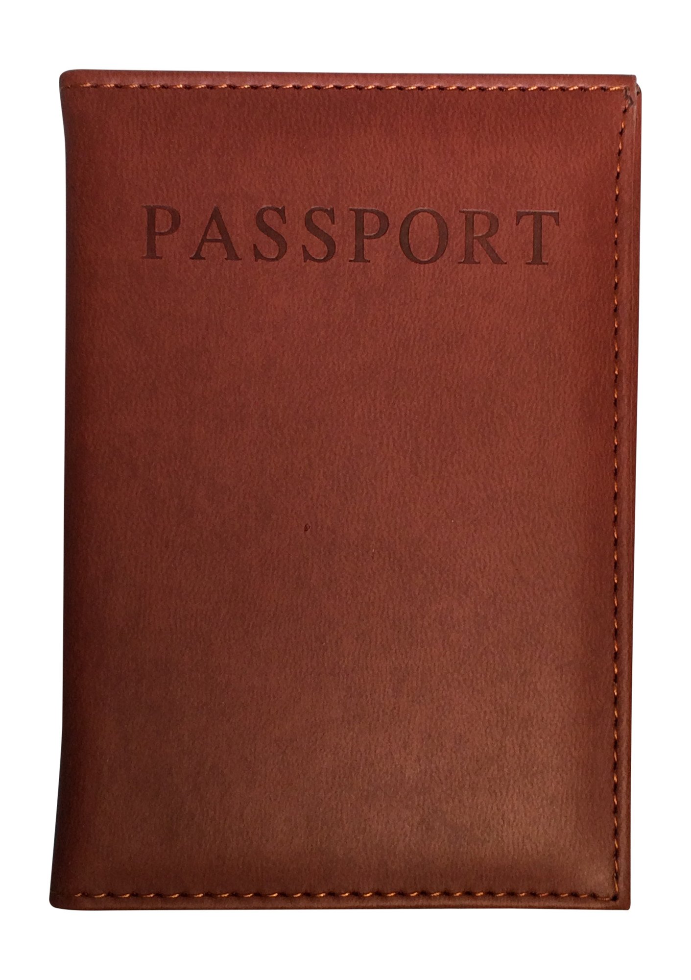Spirtan Passport Holder Cover in Faux Leather – Slim Protective Passport Wallet with Small Inner Card Pocket, Travel Document Cover for Men and Women – Brown