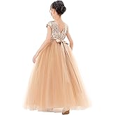 ekidsbridal Sequins V-Back Cap Sleeves Formal Flower Girl Dresses for Junior Pageants 323