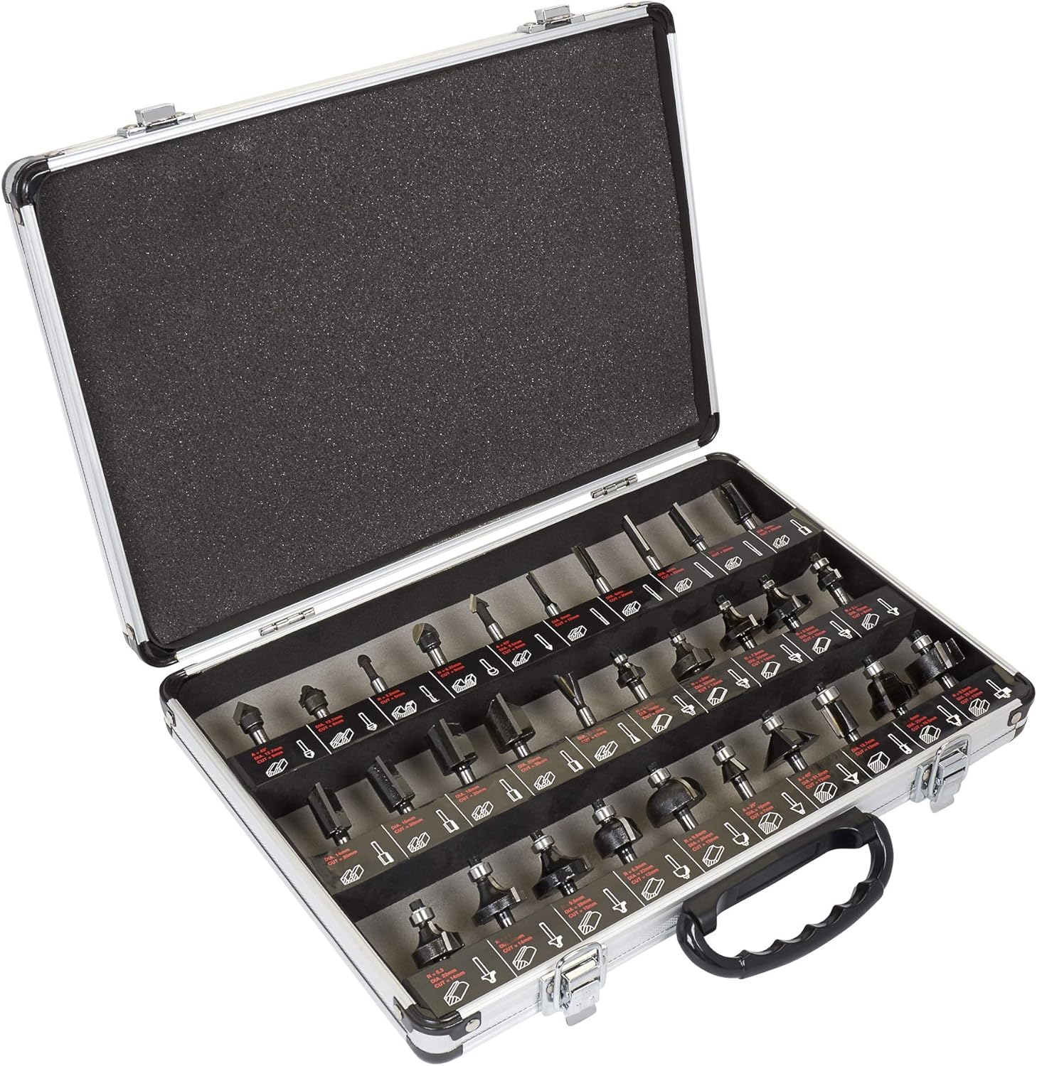 Trend 30 Piece Router Bit Starter Set, 1/4 Inch Shank, Tungsten Carbide Tipped, Case Included, Silver/Black, 30 pc