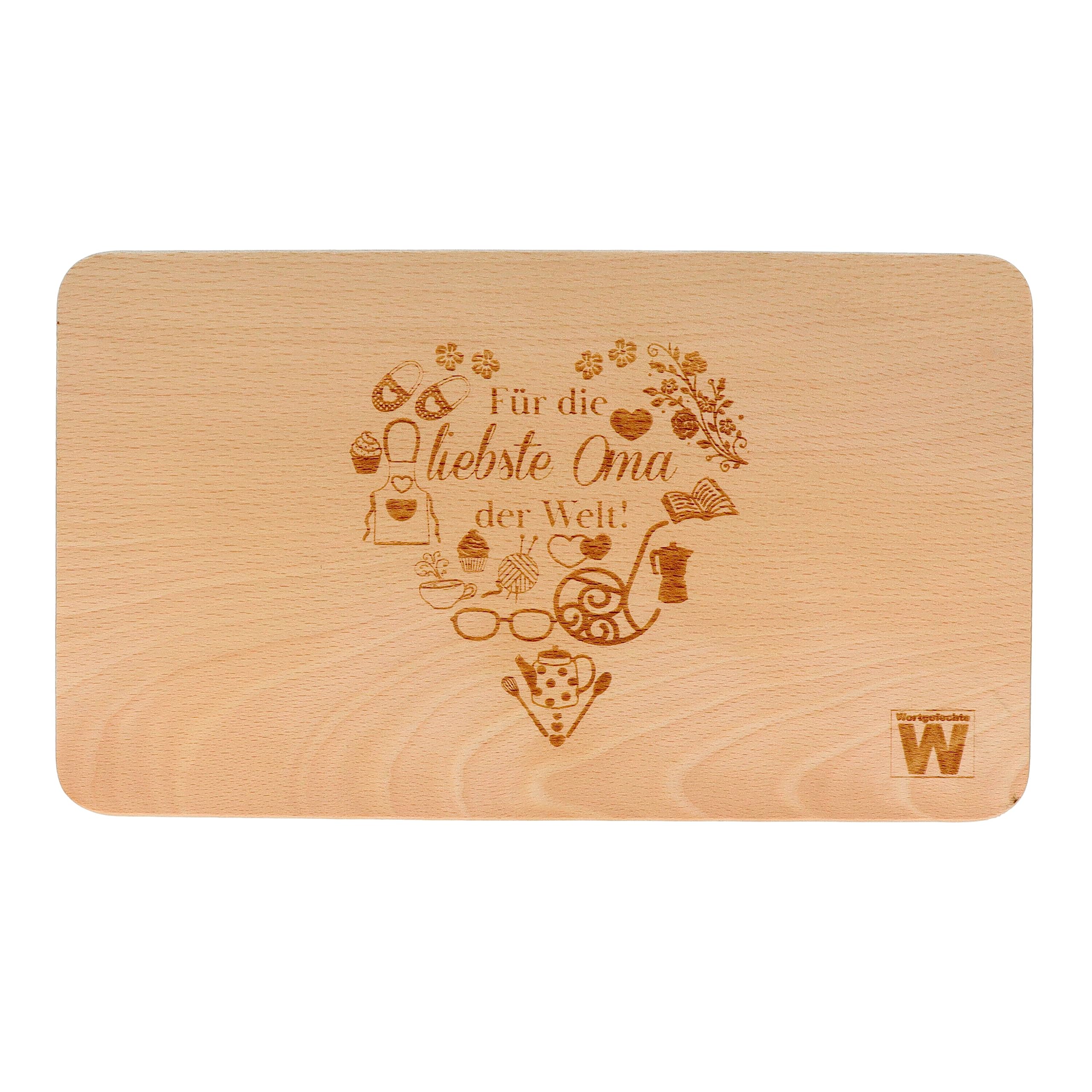 Beech Wood Chopping Board with Laser Engraving "Liebste Oma" | Gift Idea Mother's Day | Kitchen Utensils | Mother's Day Gift | 24.5 cm x 14.5 cm x 1.5 cm (Grandma 1)