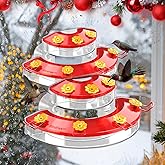 Birdream 2 Pack Window Hummingbird Feeders for Outdoors, with Strong Suction Cups & 7 Feeding Ports, Easy to Refill and Maintain, Gift for Bird Lover, Plastic Bird Feeder, 10oz Per Pack - Red