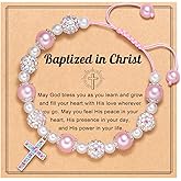 ORISPRE Baptism Gifts for Girls Cross Bracelets, Christening Gifts for Girls Daughter Granddaughter Niece