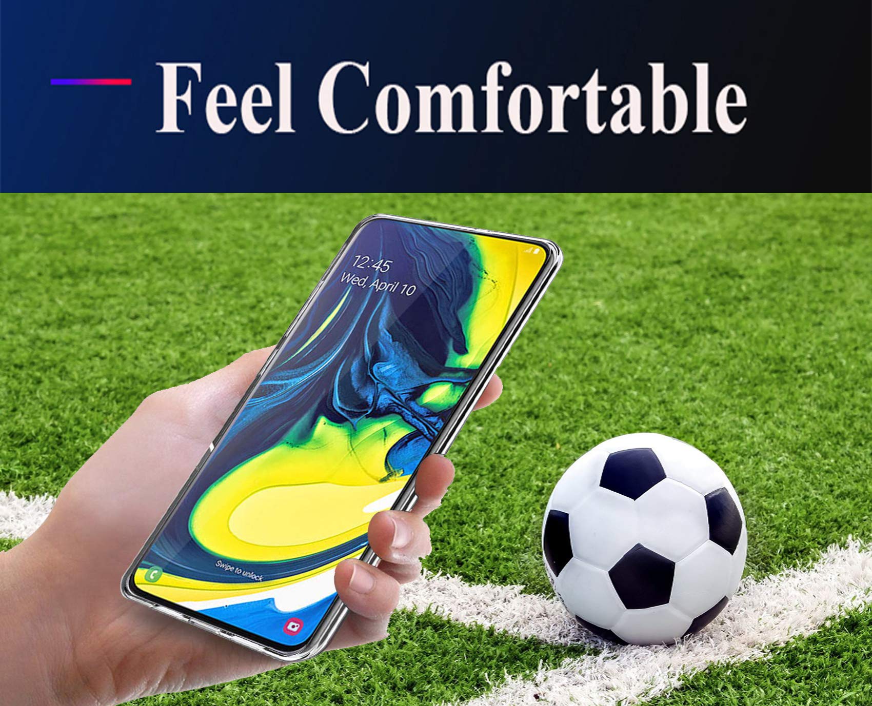 AILRINNI Coque pour Samsung A80 + Verre trempé Protection écran, Souple Etui Transparente Silicone TPU Bumper Housse de Protection pour Samsung Galaxy A80 2019