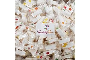 VARIETY BOX GIFT IT OR KEEP IT Italian Jujube Nougat Candy - Individually Packed Soft and Chewy Nougat With Fruity Jelly Beans Candy Bars, Fruity Jujube Nougat Candy by Variety Box (8 oz)