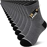 LITERRA 20 Pairs Boys Crew Socks, Athletic School Socks for Kids 4-6/6-8/8-10/10-12 Years, Thin & Breathable Bulk Pack